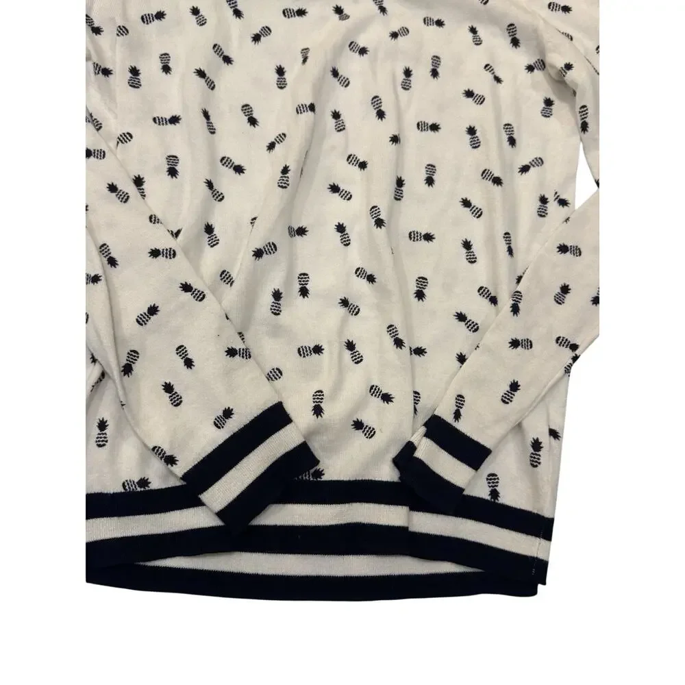 J. CREW Cotton Women’s XS Crew Neck Sweater Pineapple Print Prep Golf Cruise - Picture 8 of 9